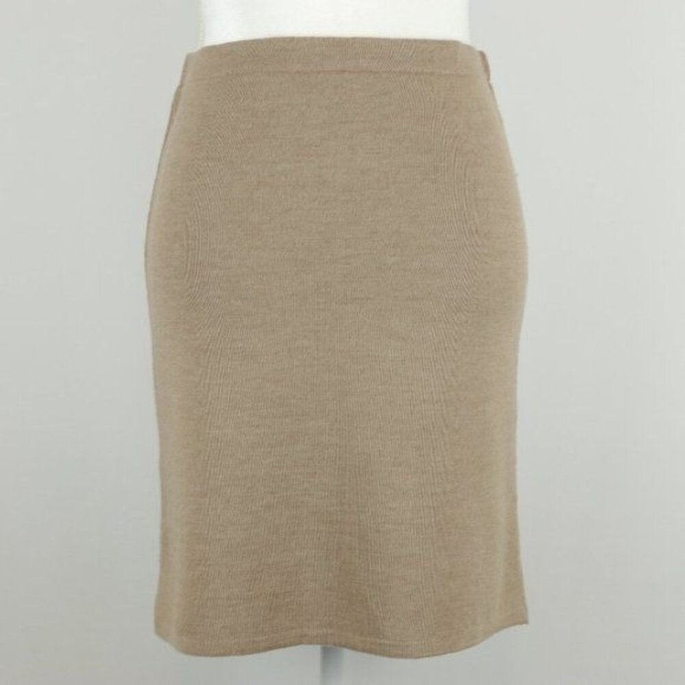 L&F Women's Medium Tan Merino Wool Blend Tight Knit Sweater Pencil Skirt